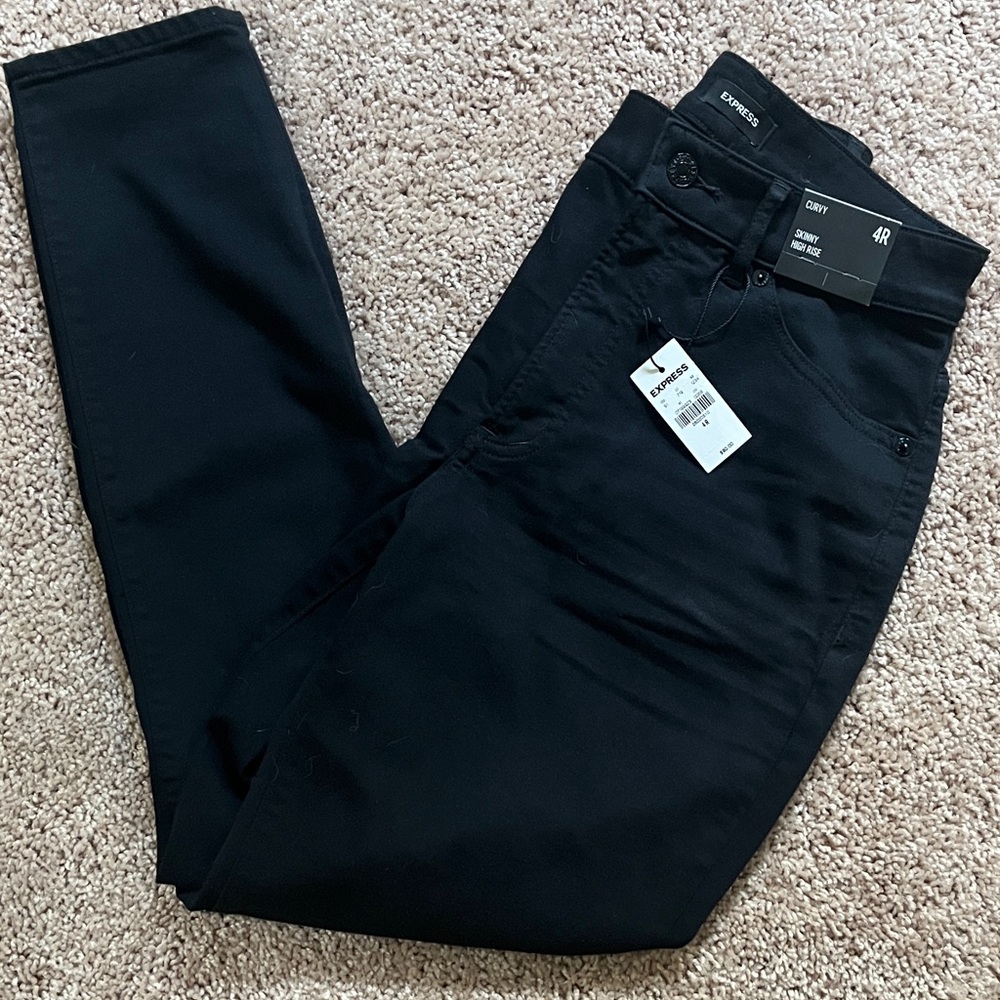 Express Women’s Jet Black Ankle Skinny Pants Curvy NWT